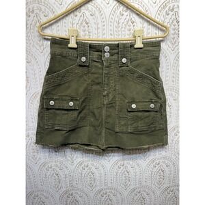 American Eagle Corduroy Mini Skirt Womens 2 Olive Green Cargo Super High Rise 28